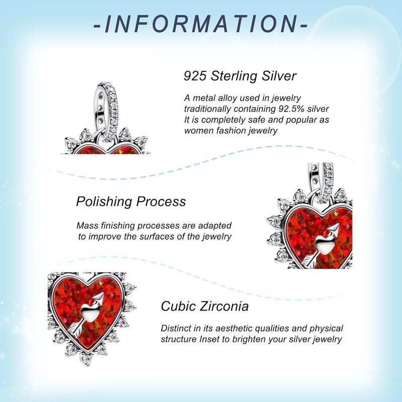 YUMINN 925 Sterling Silver Charms for Bracelets Gold Love and Heart Charms Cherry Blossom Dangle Beads Jewelry for Women - Image 3